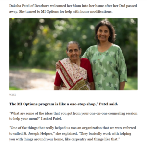 A screenshot of a news article at WXYZ TV Detroit, featuring an interview with a client and her mother. There is a picture of the client and her mother in the story.